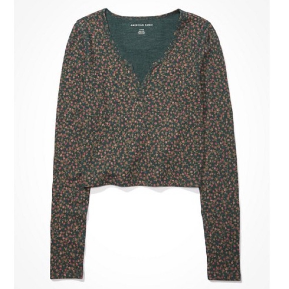 Like New 🦅AE Waffle Crop Shirt Size M